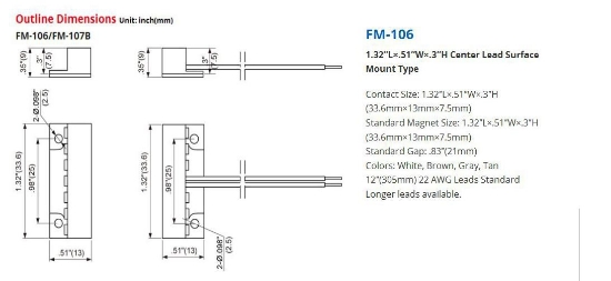 Poza cu Contact magnetic maro,aparent FM-106-BR