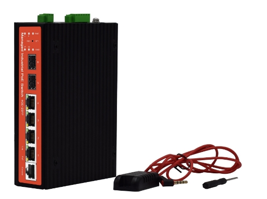 Poza cu Switch PoE 4 porturi Gigabit cu management tip industrial