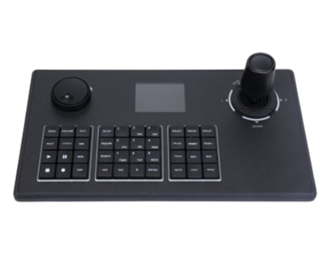 Poza cu Tastatura cu joystick si display pentru controlul camerelor PTZ, client TV wall