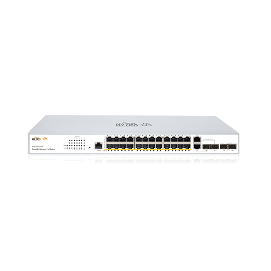 Poza cu Switch PoE 24 porturi Gigabit cu L2 management prin cloud, montabil in rack