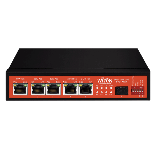 Poza cu Switch PoE 5 porturi cu alimentare prin panouri solare si incarcare baterie